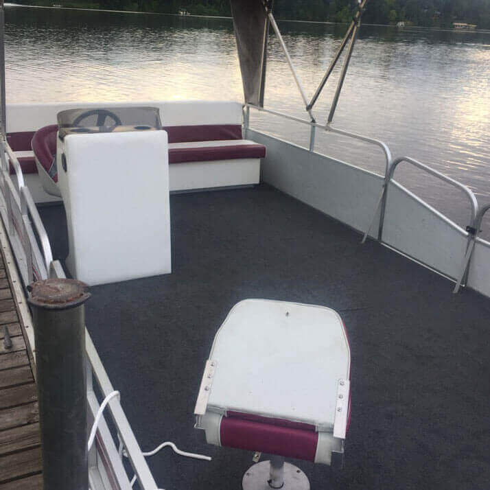 Pontoon with a dark gray floor